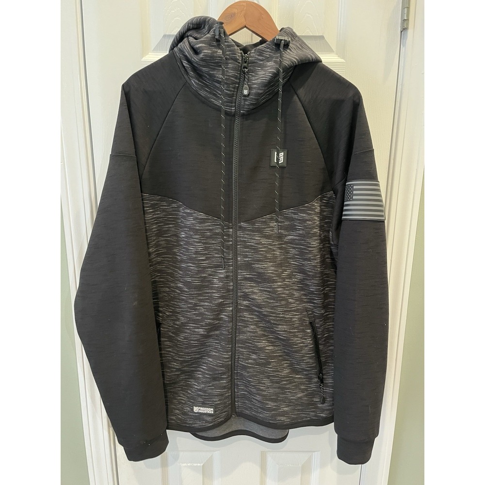 Freedom Industries Sweatshirt Mens XL Black Hoodie Fleece Full Zip Mock Neck